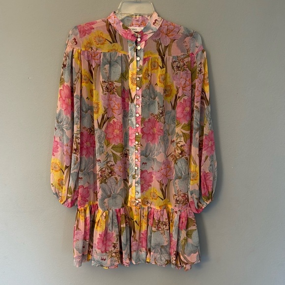 Talulah Floral Garden Sheer Button Tunic Dress Size Small - Picture 1 of 4